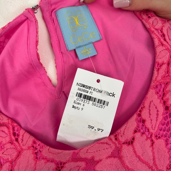 NWT Hot Pink CeCe Lace Dress - Picture 4 of 11